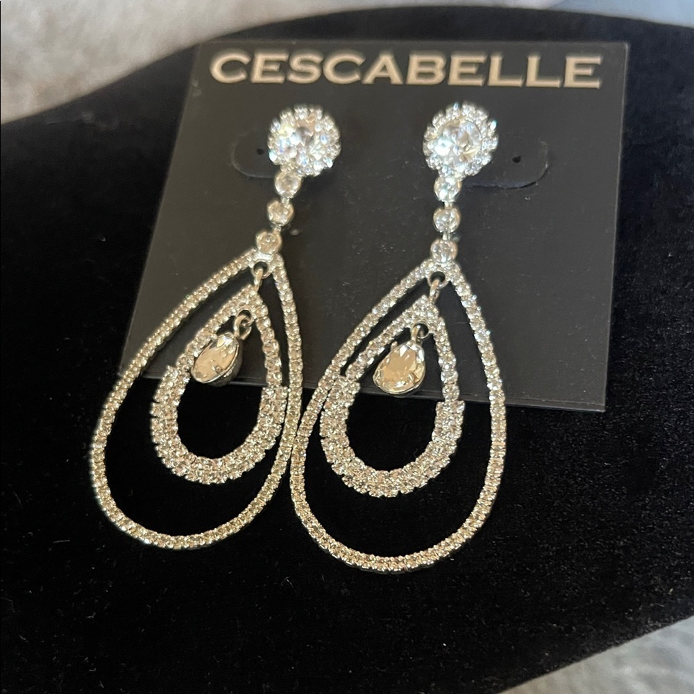 Gold and Silver Crystal Drop Earrings - Picture 3 of 3